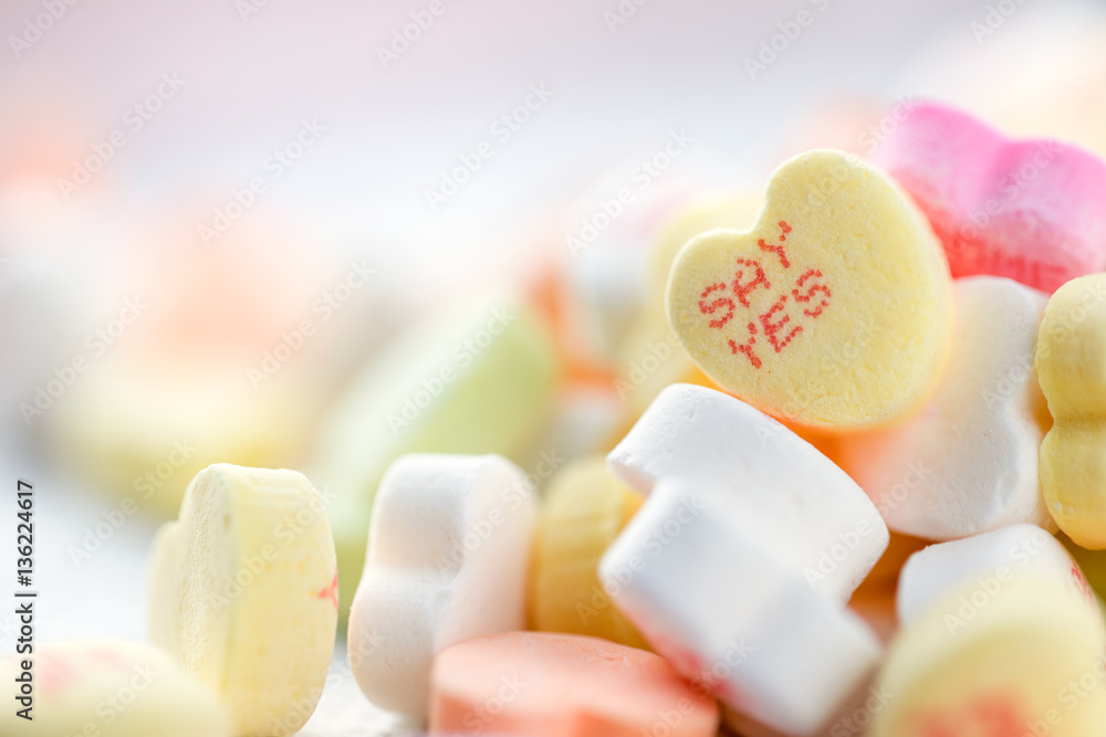 Heart shaped candies for Valentines Day