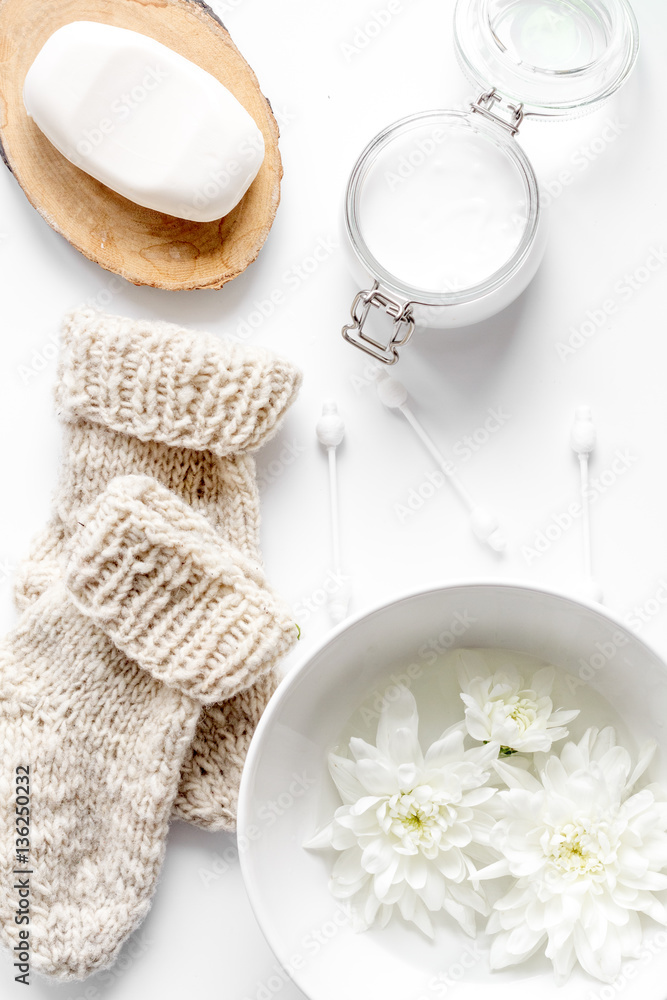 natural organic cosmetics for baby on white background top view