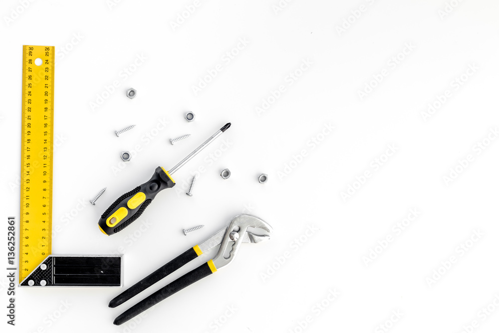 Tools for repairing top view on white background