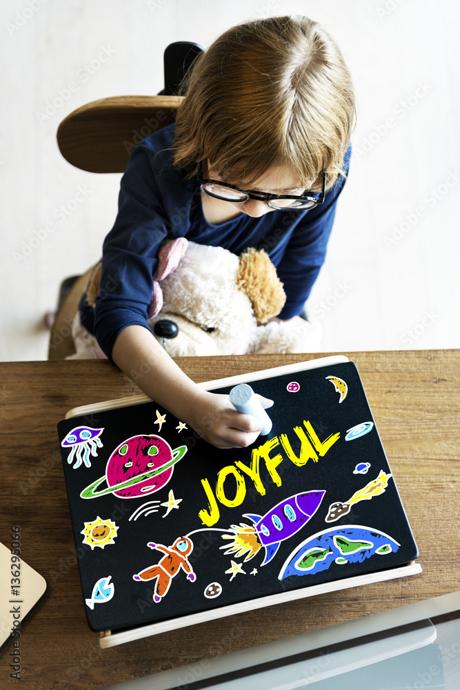 Kids Imagination Space Rocket Joyful Graphic Concept