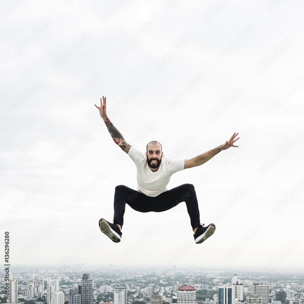 Man Practice Yoga Rooftop Concept