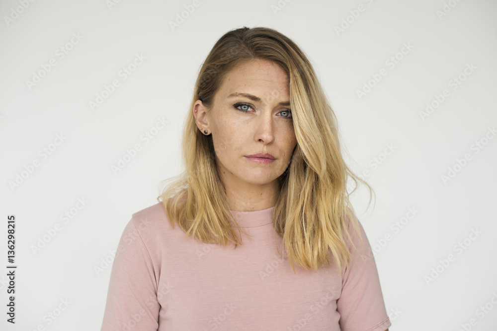 Woman Serious Studio Portrait Concept