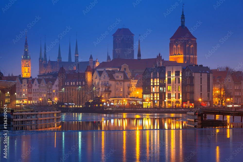 The old town of Gdansk at Motlawa river, Poland