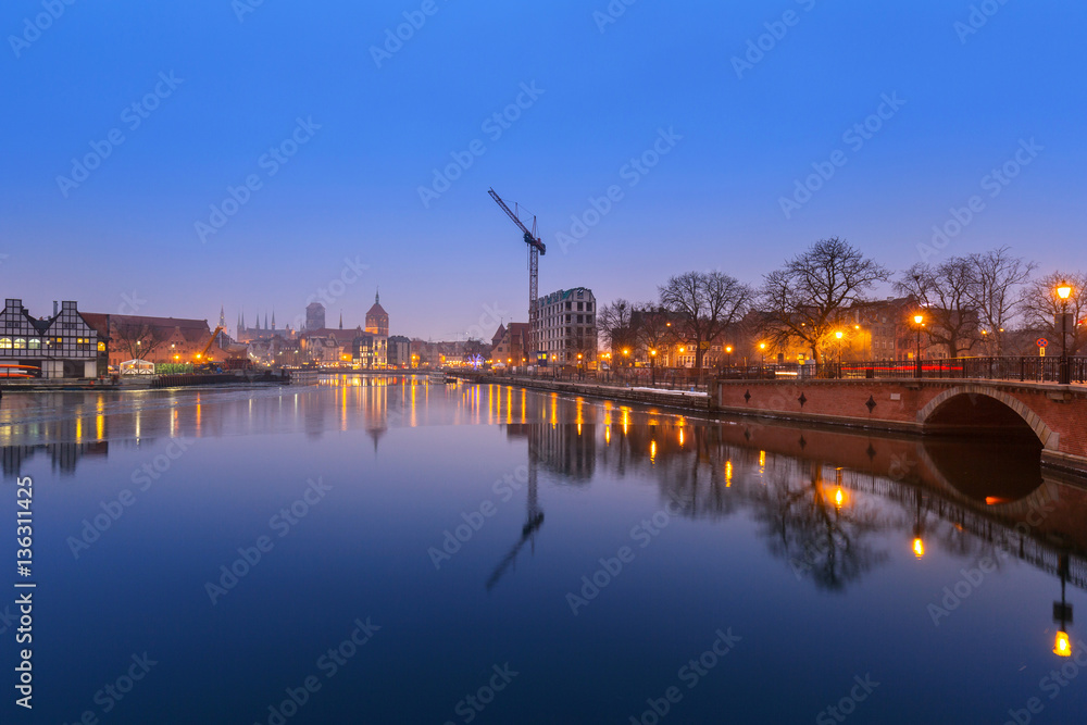 The old town of Gdansk at Motlawa river, Poland