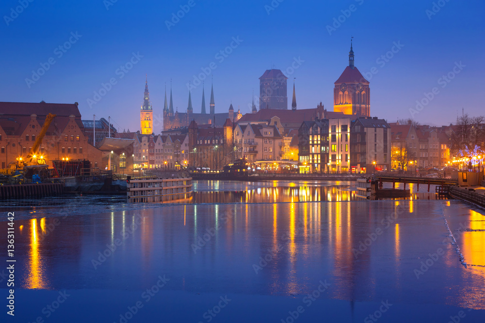 The old town of Gdansk at Motlawa river, Poland