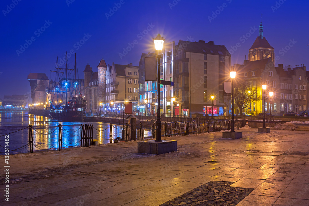 The old town of Gdansk at Motlawa river, Poland