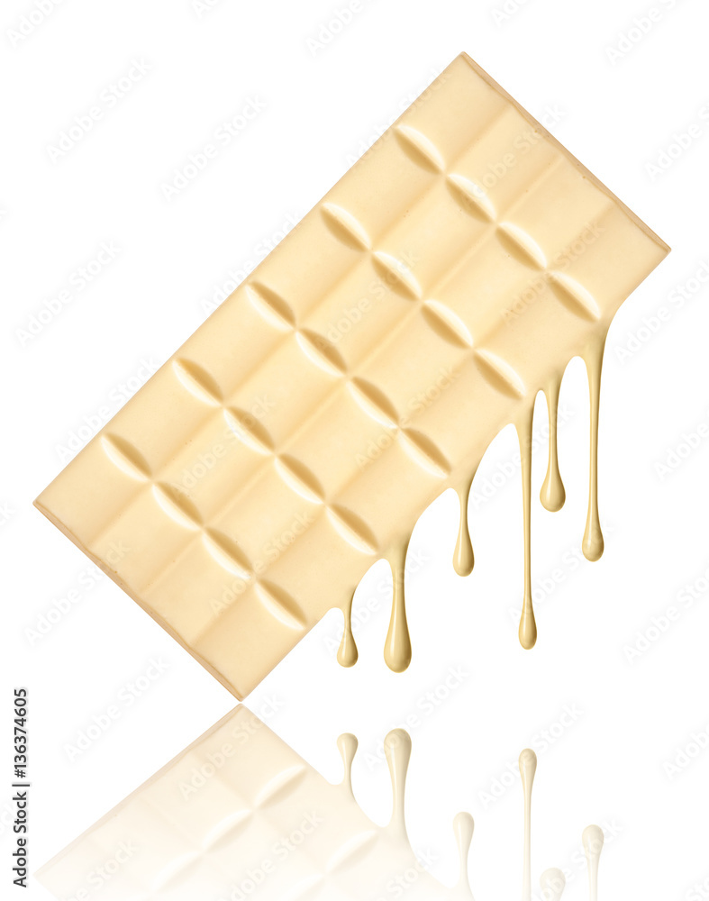 milk chocolate dripping from white chocolate bar