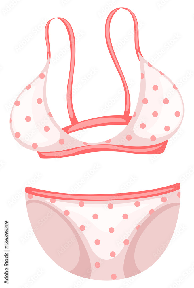 Bikini with pink polka dots