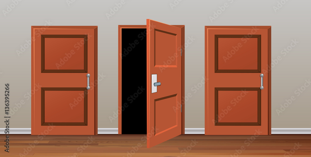 Room with three doors