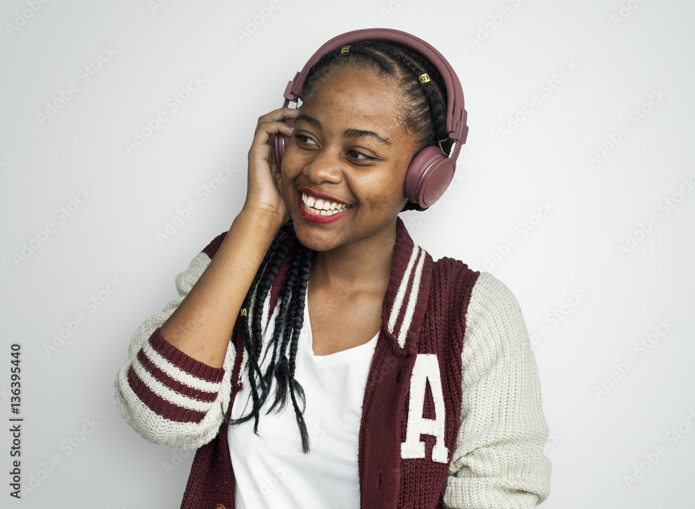 African Woman Casual Lifestyle Headphones Music Concept