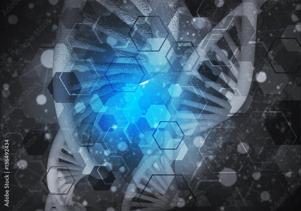 DNA molecules background, 3D rendering