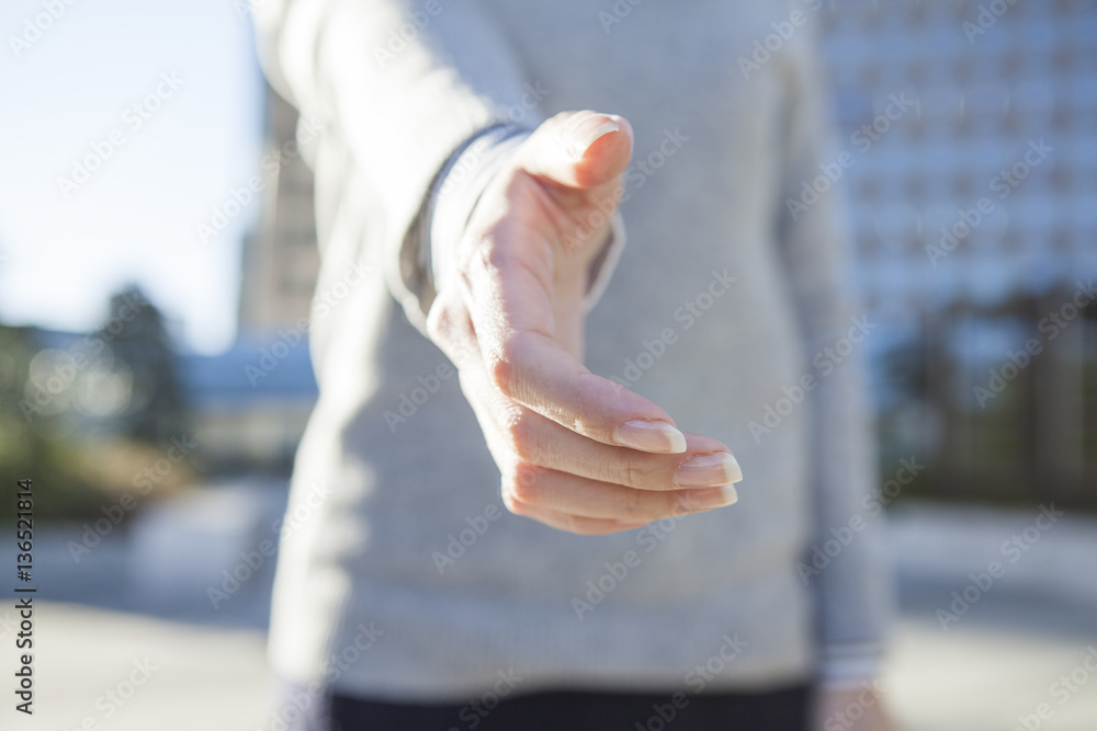 Business women are giving out hand