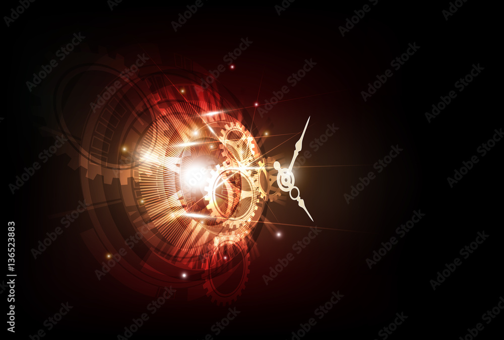 Abstract Futuristic Technology Background with Clock concept and Time Machine, vector