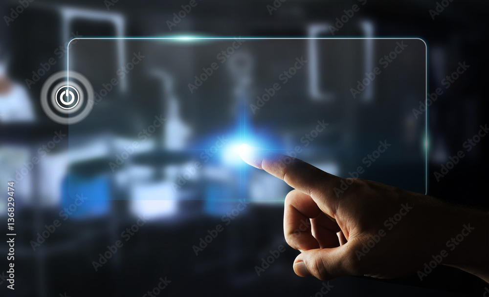 Businessman surfing on internet with digital tactile interface 3