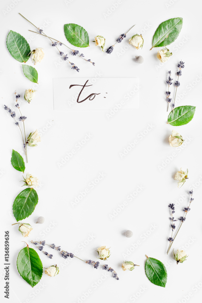 calligraphy floral pattern top view mock up