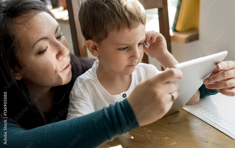 Mom Son Spend Time Holiday Togetherness