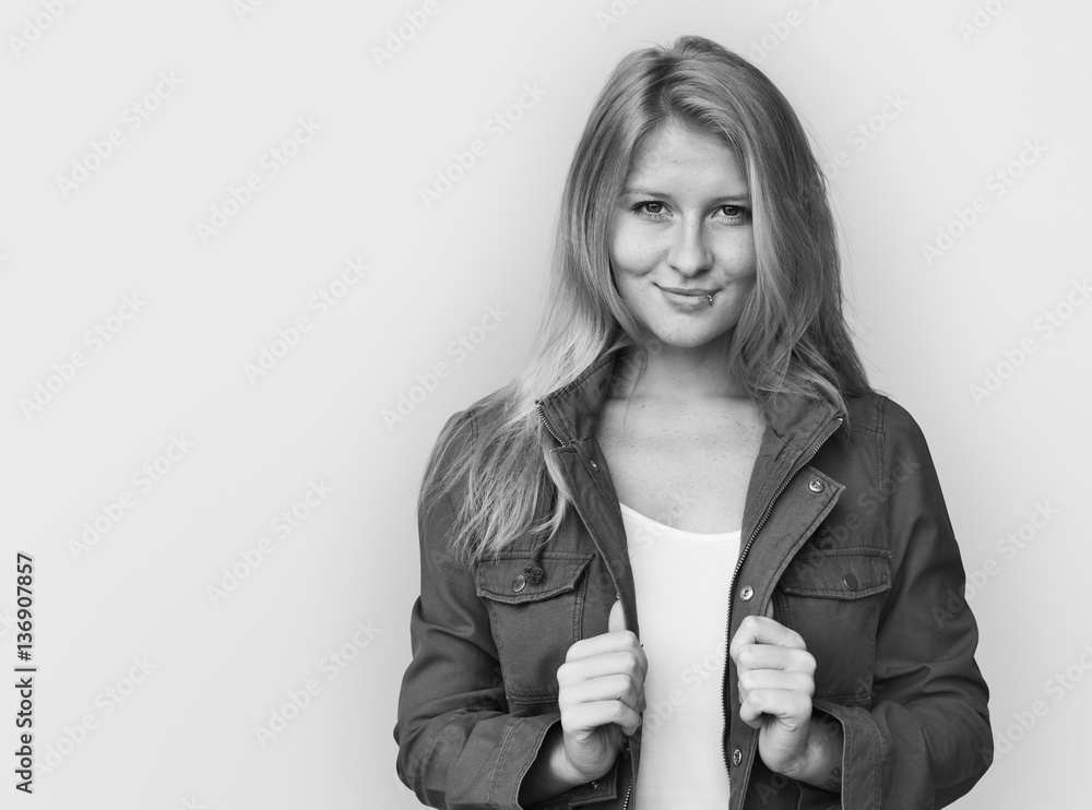 Young Woman Smiling Cheerful Concept