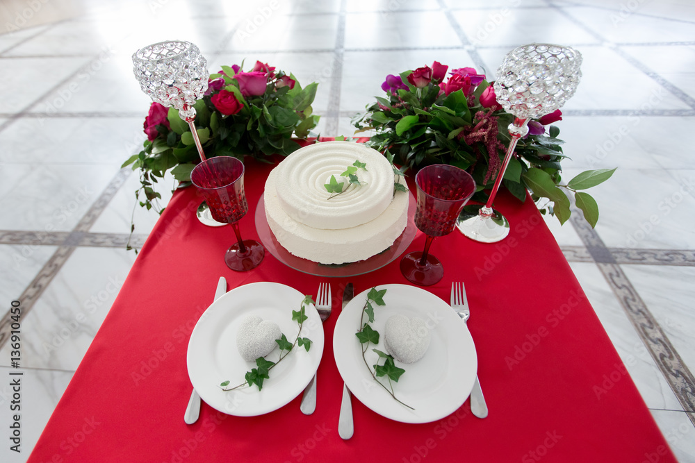 The decor of the wedding - wedding table for two.