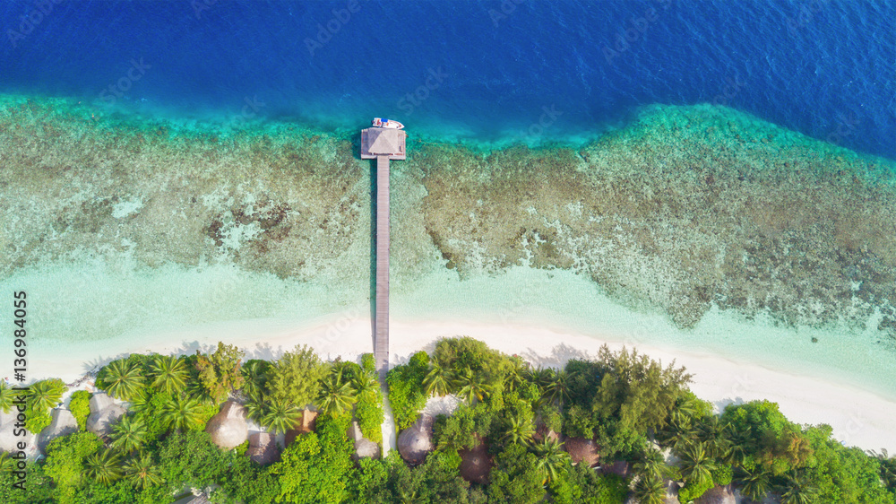 Beautiful aerial view of tropical beach