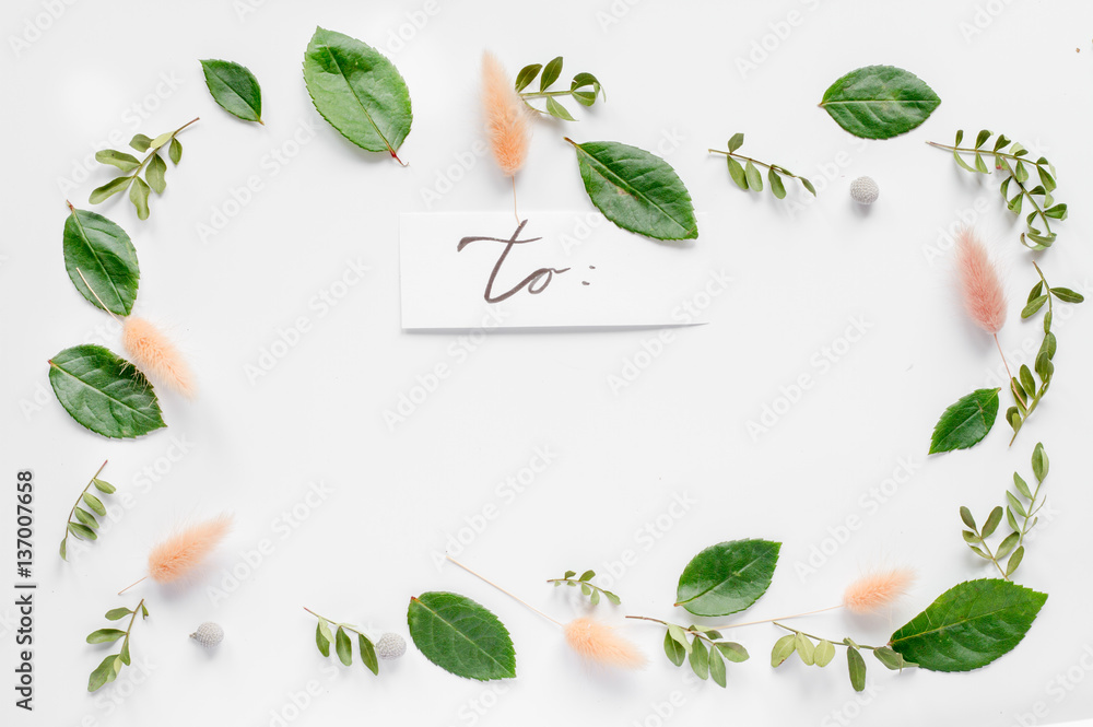 calligraphy floral pattern top view mock up