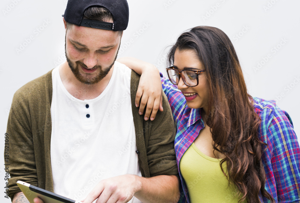 Friend Using Browsing Tablet Concept