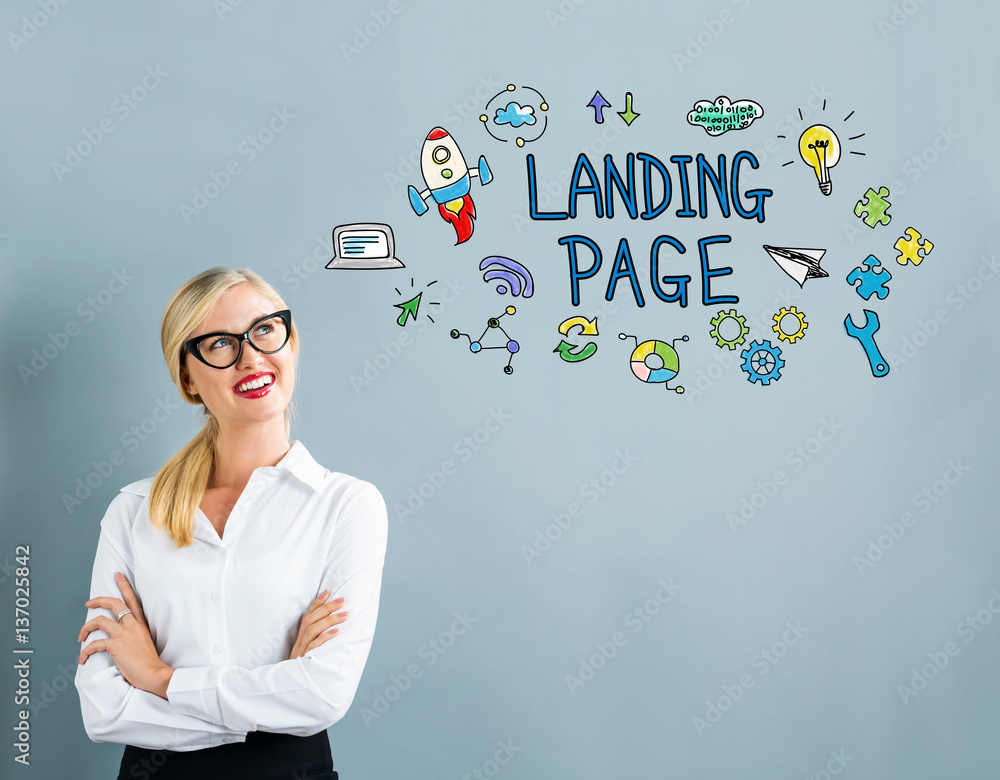 Landing Page text with business woman