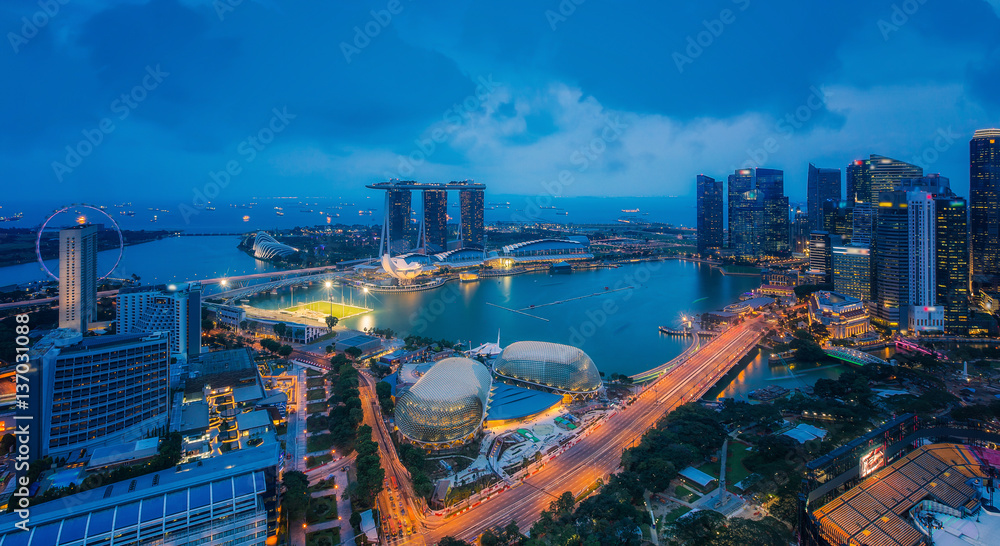 Cityscape of Singapore and Marina bay sand