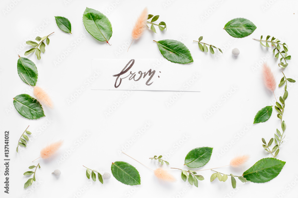 calligraphy floral pattern top view mock up