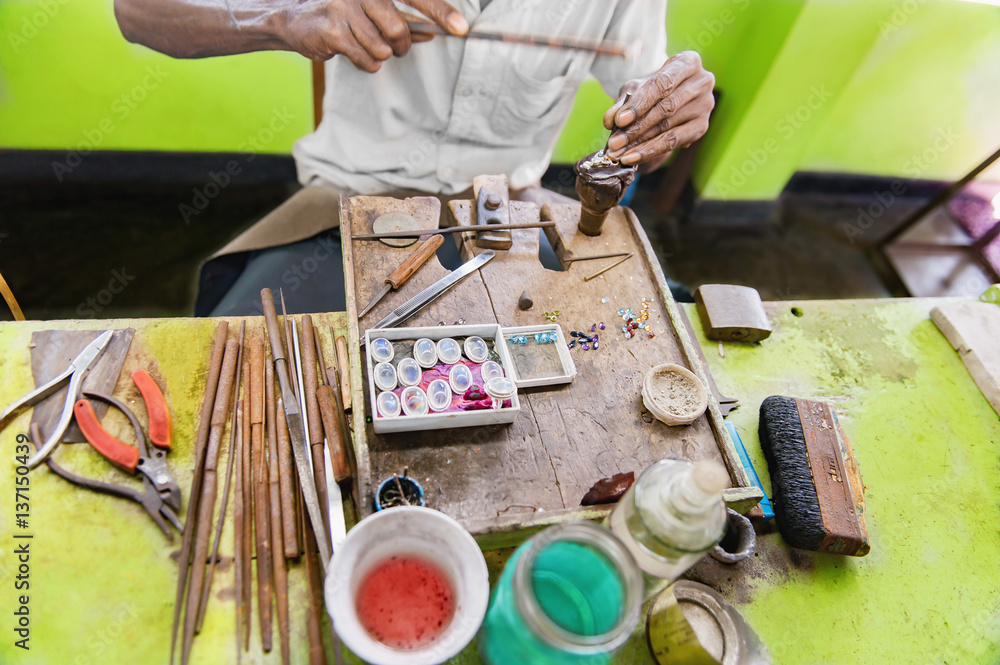 Desktop for craft jewellery making with professional tools, sri lanka, ceylon