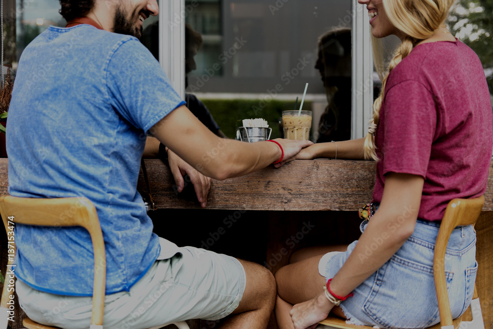 Couple sweet date coffee shop