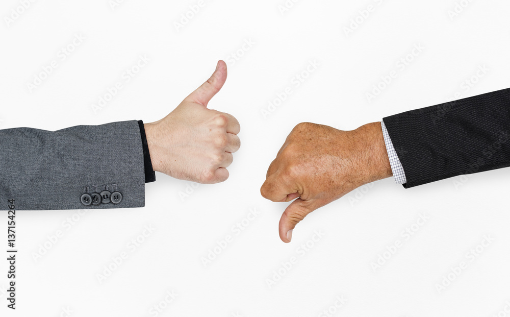 Human Hands Thumbs Up Thumbs Down Sign Concept