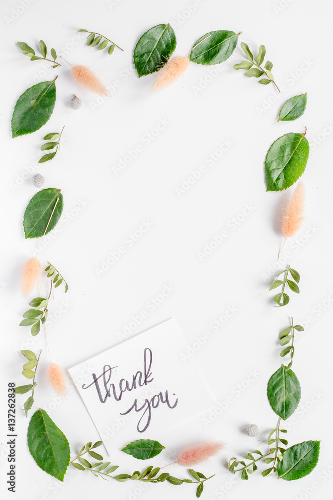 calligraphy floral pattern top view mock up