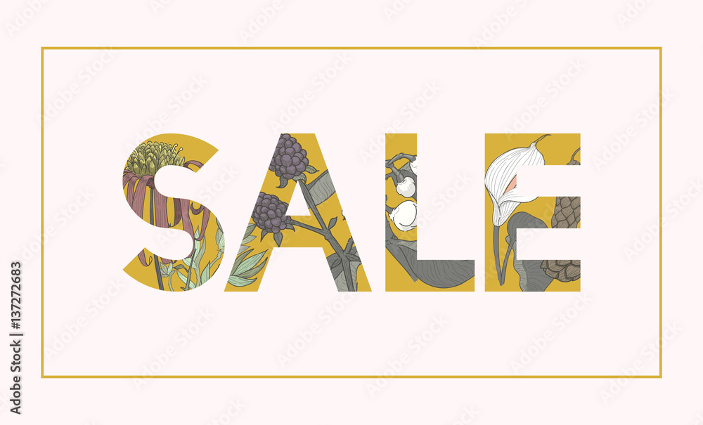 Sale Word Botanic Pattern Background