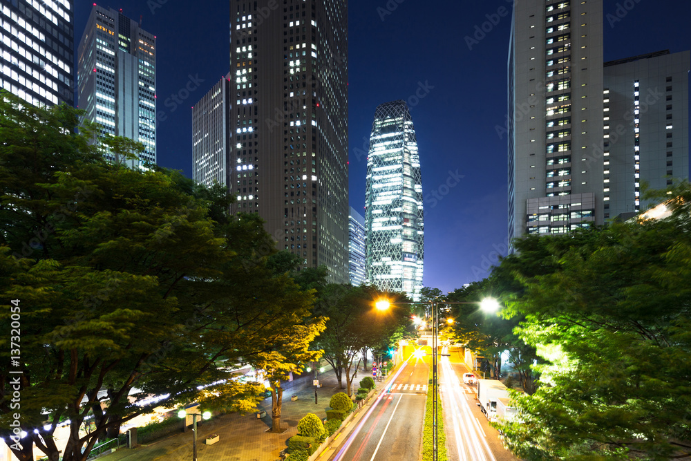 road and modern buildings in midtowon of tokyo