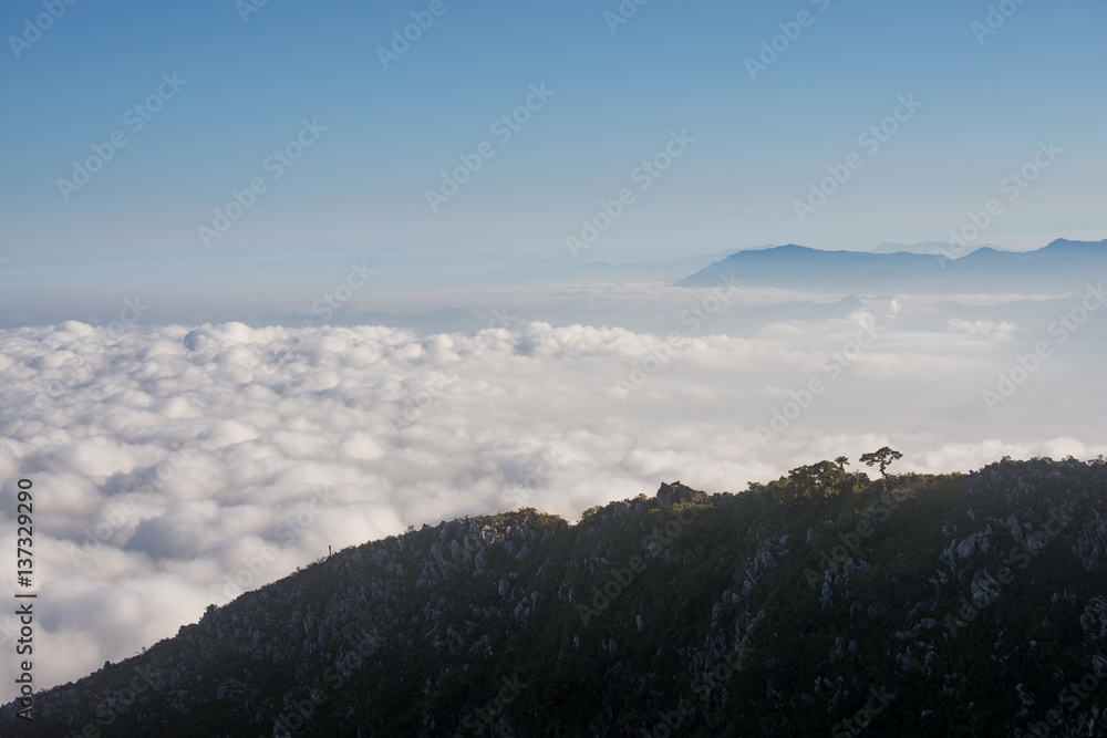 Landscape of Chiang Dao mountain with cloud in Chiangmai, Thailand.