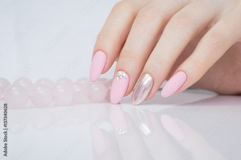 Beautiful womans hands. Natural nails and manicure. Spa procedure.