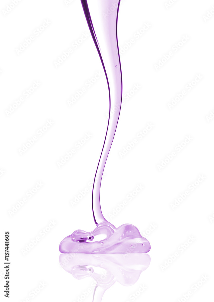 Transparent drip with purple tone isolated on a white background