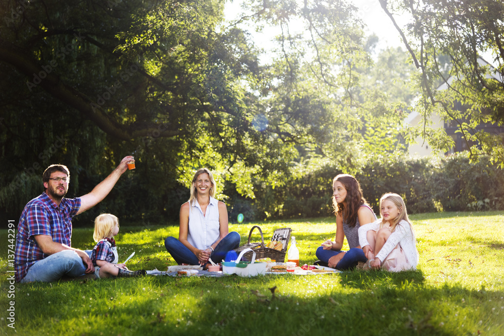 Family Picnic Outdoors Togetherness Relaxation Concept