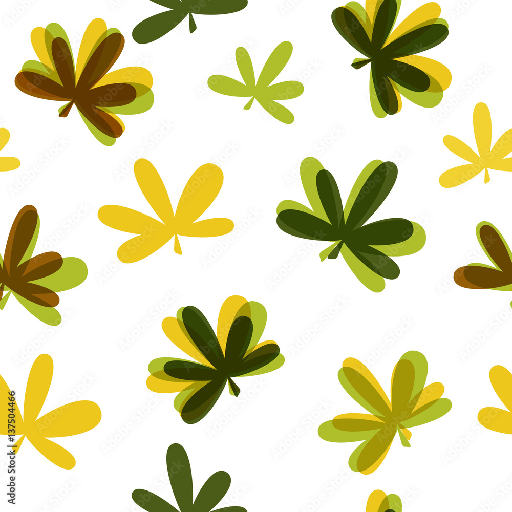 Abstract Natural Leaves Seamless Pattern Background Vector Illus