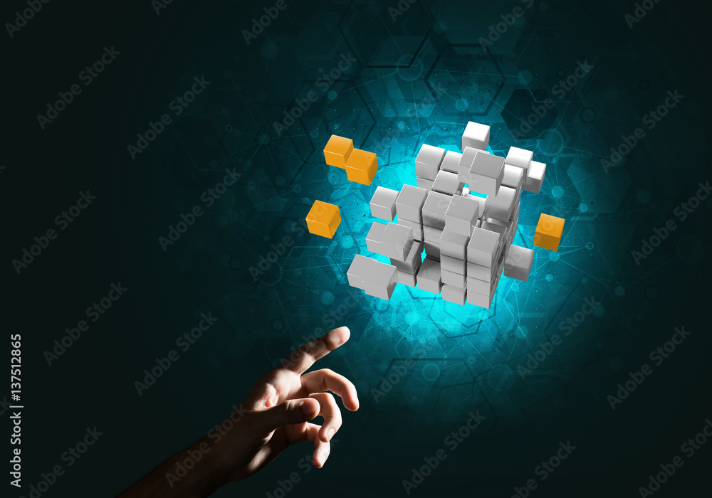 Idea of new technologies and integration presented by cube figure