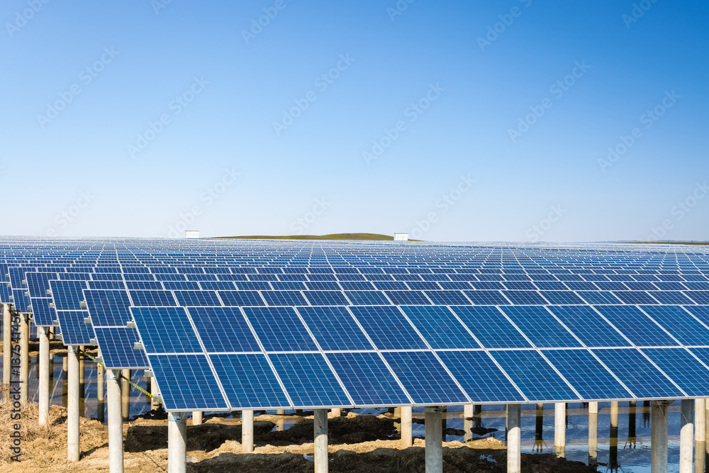 solar power plant under the blue sky