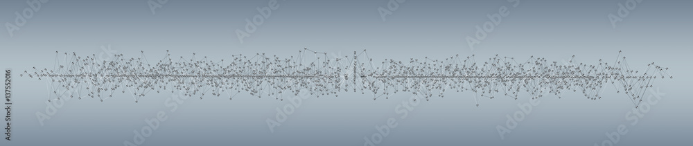 Abstract connection wave with dots and lines 3D rendering