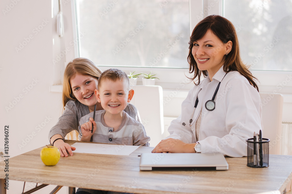 Doctor and kids. Kids having funny times at doctors