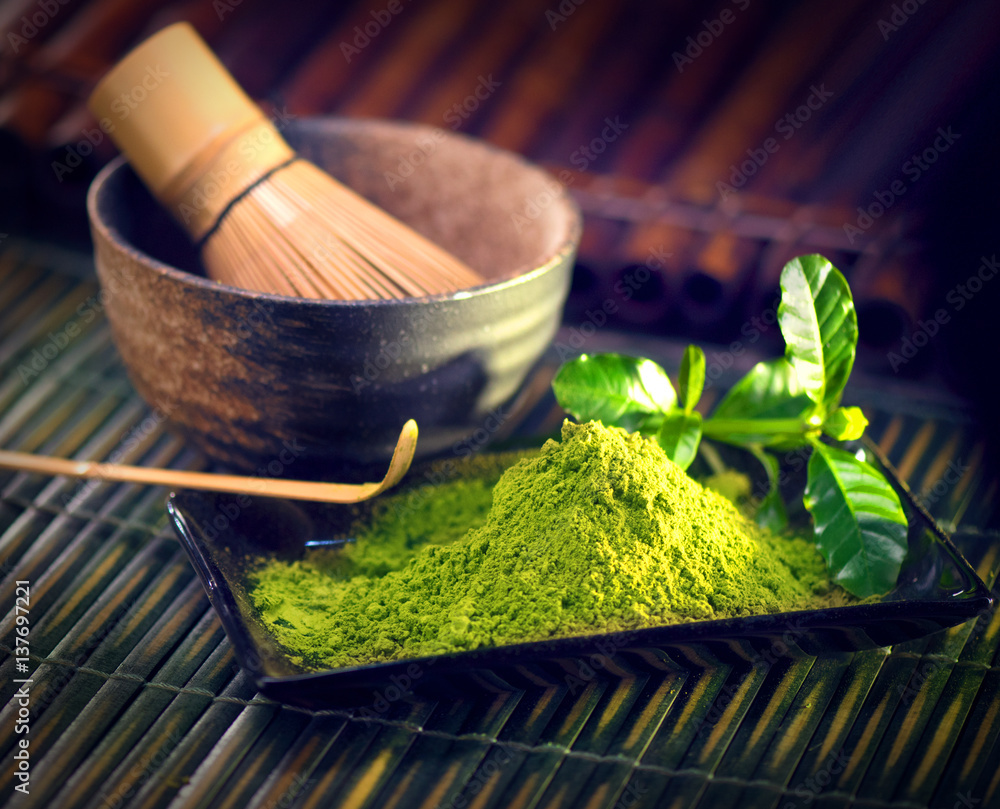 Matcha powder. Organic green matcha tea ceremony