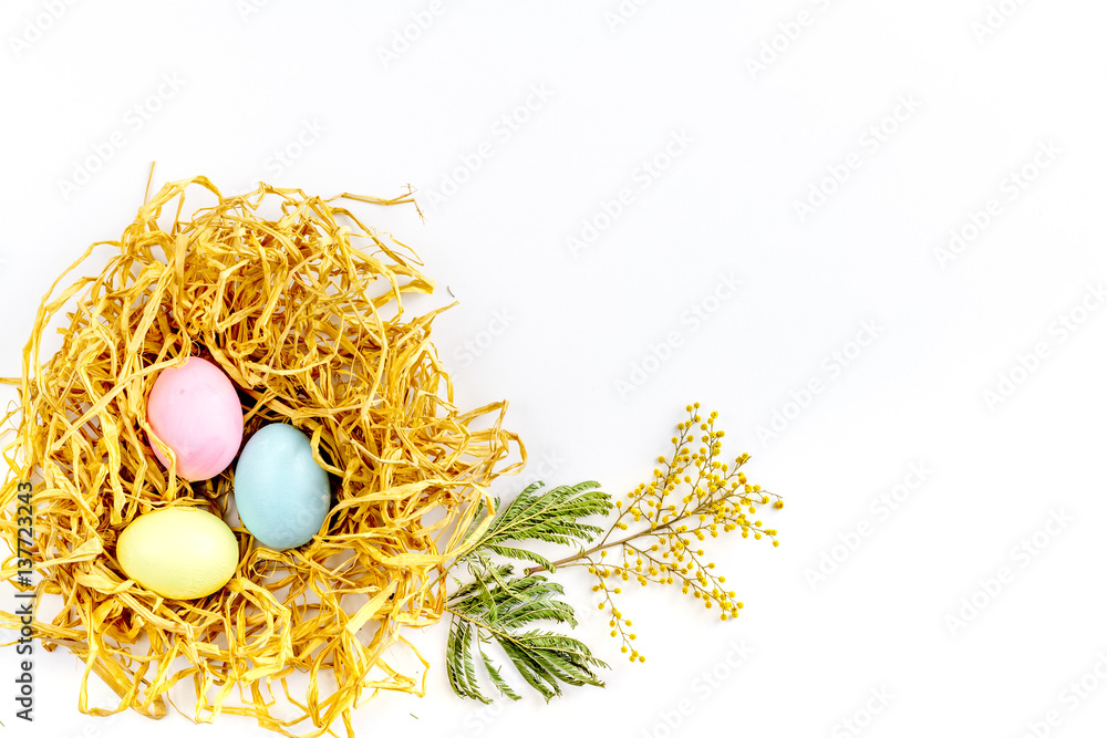 Easter concept on white background top view mockup