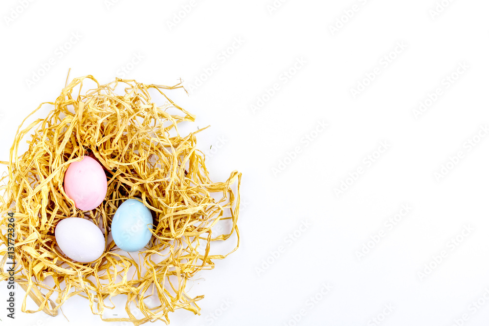 Easter concept on white background top view mockup