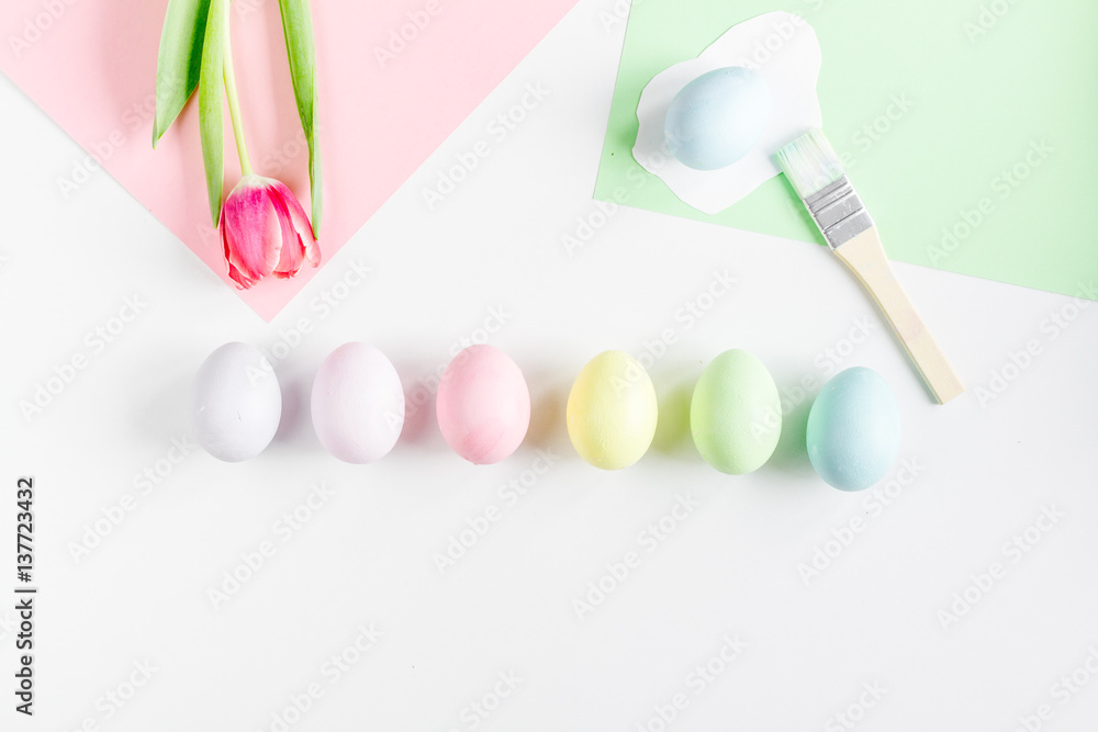 Easter concept on white background top view mockup