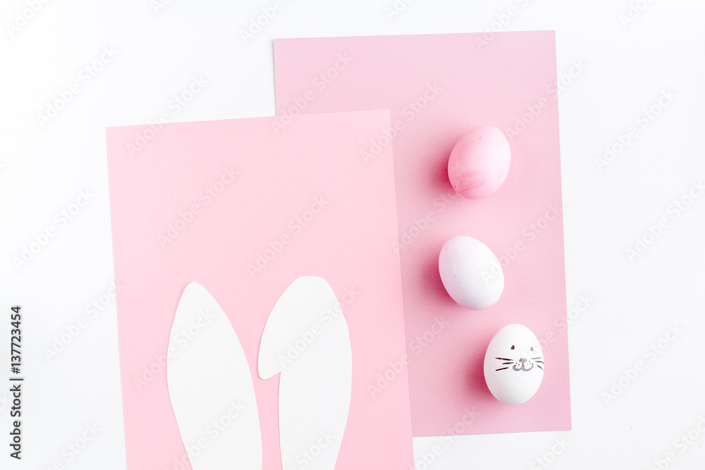 Easter concept on white background top view mockup