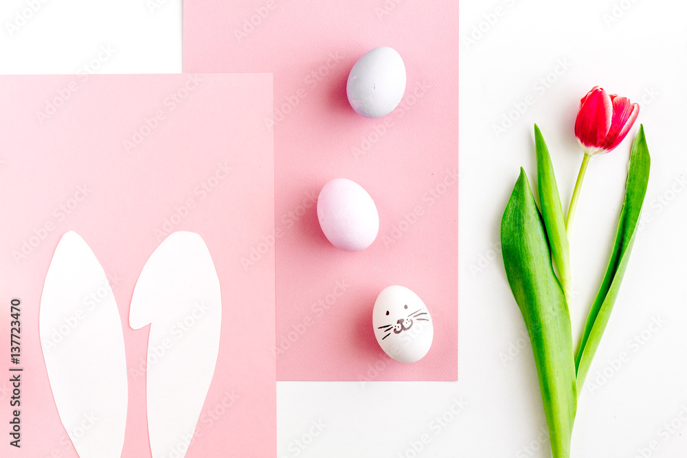 Easter concept on white background top view mockup