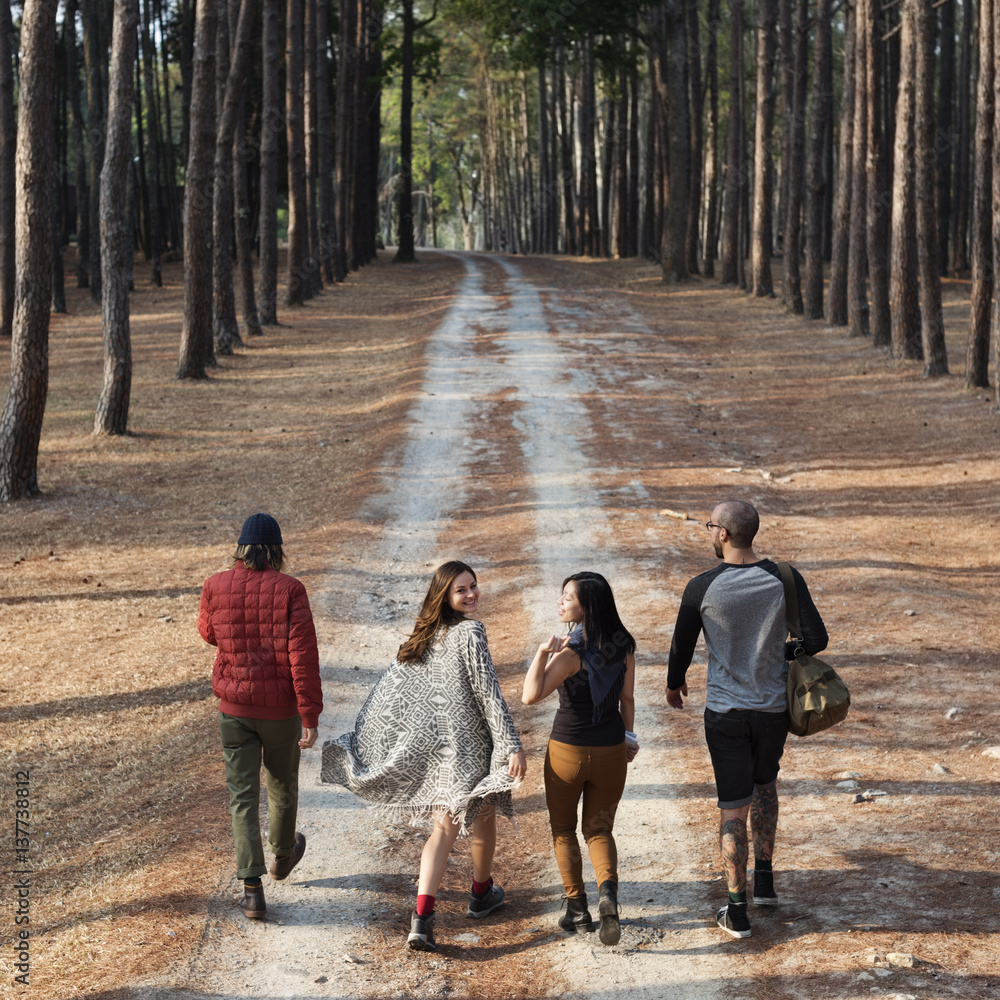 Friends Walking Exploring Outdoors Concept